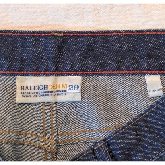 Raleigh Denim Men's Dark Wash Slim Straight Fit Jeans Size 30x34 (tagged 29) USA - Picture 5 of 12